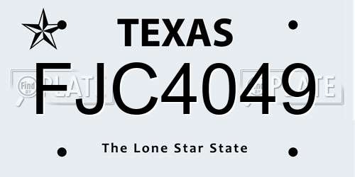 FJC4049 Texas License Plate