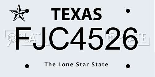 FJC4526 Texas License Plate