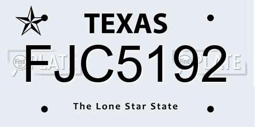 FJC5192 Texas License Plate