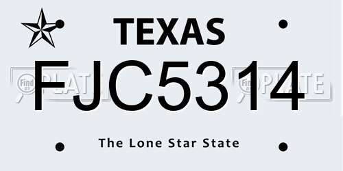 FJC5314 Texas License Plate
