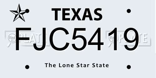FJC5419 Texas License Plate