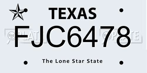 FJC6478 Texas License Plate
