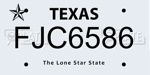 FJC6586 Texas License Plate