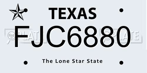 FJC6880 Texas License Plate