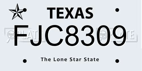 FJC8309 Texas License Plate