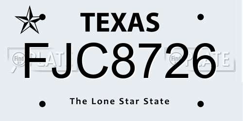 FJC8726 Texas License Plate
