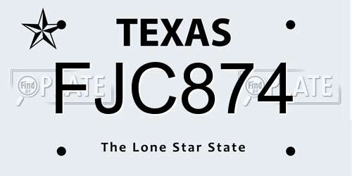 FJC874 Texas License Plate