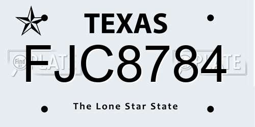 FJC8784 Texas License Plate