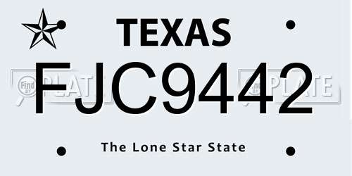 FJC9442 Texas License Plate