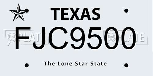 FJC9500 Texas License Plate