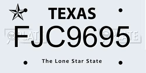 FJC9695 Texas License Plate