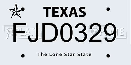 FJD0329 Texas License Plate