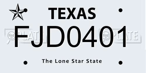 FJD0401 Texas License Plate