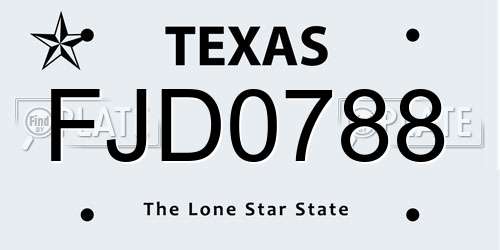 FJD0788 Texas License Plate