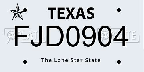 FJD0904 Texas License Plate
