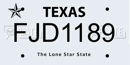 FJD1189 Texas License Plate