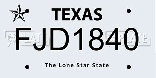 FJD1840 Texas License Plate