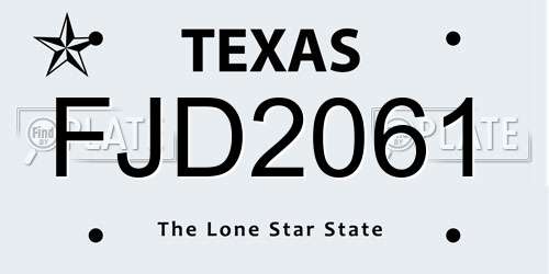 FJD2061 Texas License Plate