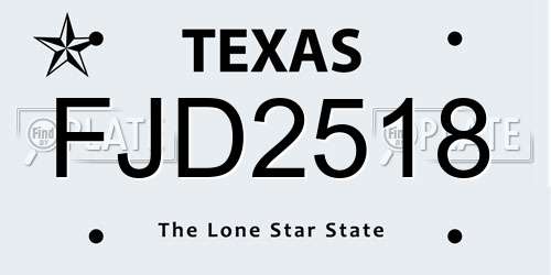 FJD2518 Texas License Plate