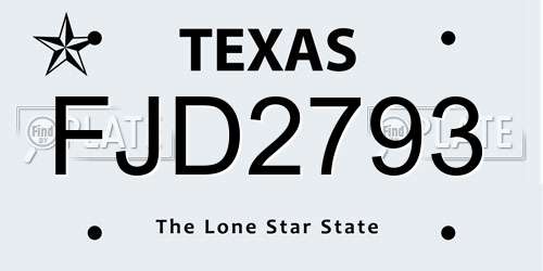 FJD2793 Texas License Plate
