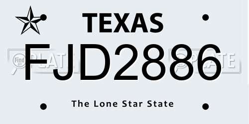 FJD2886 Texas License Plate