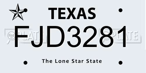 FJD3281 Texas License Plate