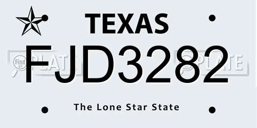 FJD3282 Texas License Plate