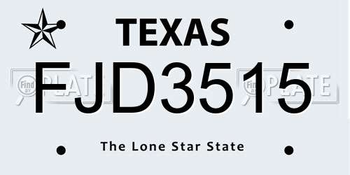 FJD3515 Texas License Plate