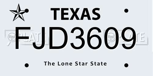 FJD3609 Texas License Plate