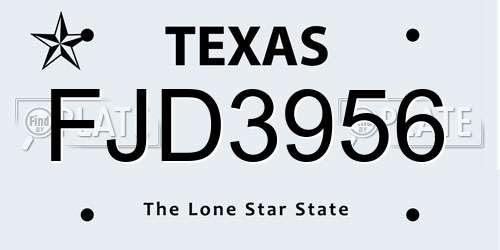FJD3956 Texas License Plate