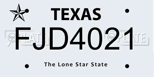 FJD4021 Texas License Plate