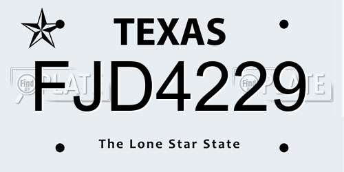 FJD4229 Texas License Plate
