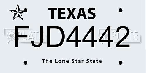 FJD4442 Texas License Plate