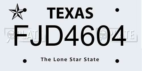FJD4604 Texas License Plate
