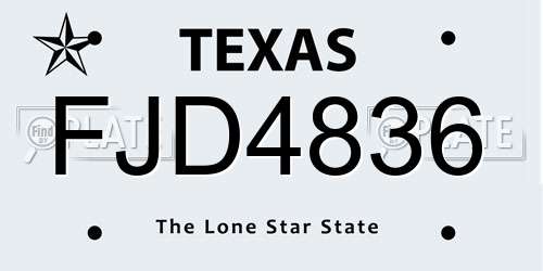FJD4836 Texas License Plate