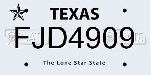 FJD4909 Texas License Plate