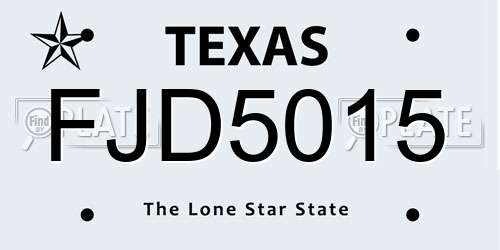 FJD5015 Texas License Plate