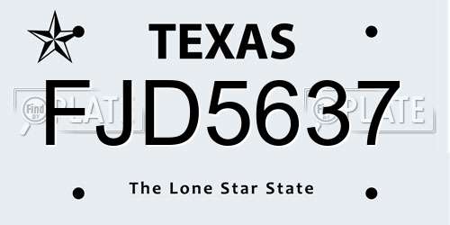 FJD5637 Texas License Plate
