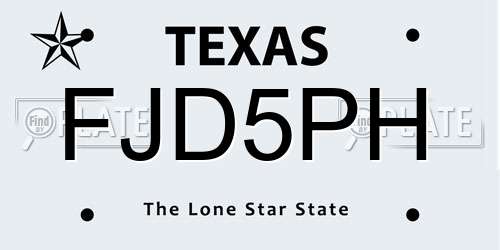 FJD5PH Texas License Plate