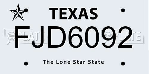 FJD6092 Texas License Plate