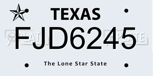 FJD6245 Texas License Plate