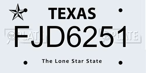 FJD6251 Texas License Plate