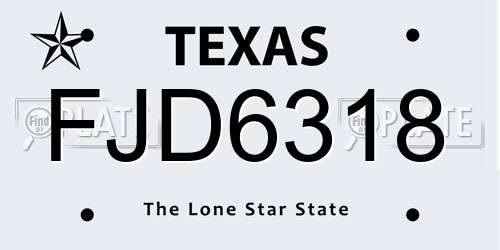 FJD6318 Texas License Plate