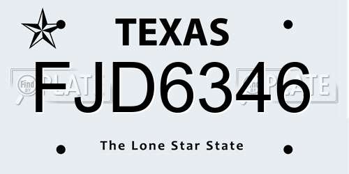 FJD6346 Texas License Plate
