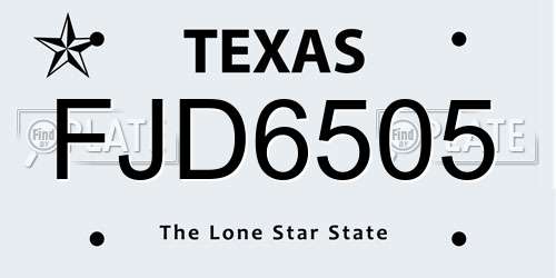 FJD6505 Texas License Plate
