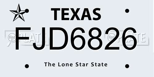 FJD6826 Texas License Plate