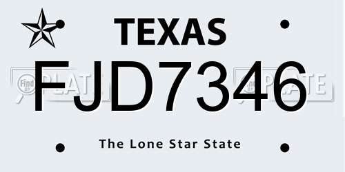 FJD7346 Texas License Plate