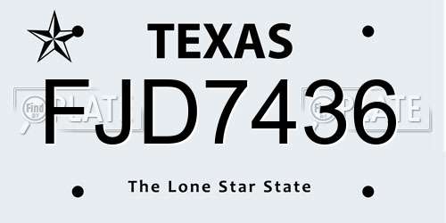 FJD7436 Texas License Plate