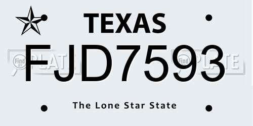 FJD7593 Texas License Plate