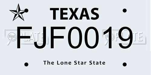 FJF0019 Texas License Plate